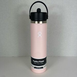 Hydro Flask 24 oz wide-mouth with flex straw cap Trillium pink